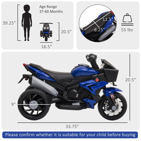 6V Kids Electric Ride-on Motorcycle with Headlights and Music