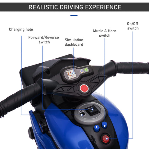 6V Kids Electric Ride-on Motorcycle with Headlights and Music