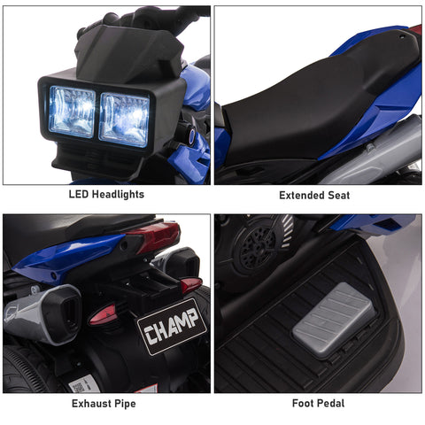 6V Kids Electric Ride-on Motorcycle with Headlights and Music