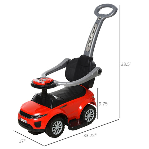 2-in-1 Toddler Ride-on Push Car Stroller with Horn and Lights