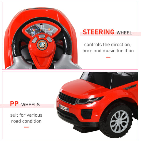 2-in-1 Toddler Ride-on Push Car Stroller with Horn and Lights