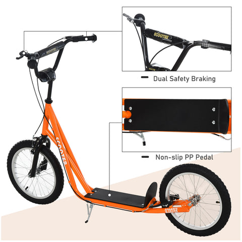 Youth Kick Scooter with Dual Brakes and Adjustable Handlebar