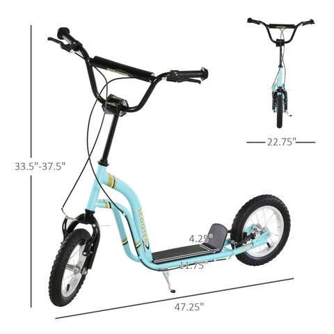Youth Kick Scooter with Dual Brakes and 12-Inch Inflatable Wheels
