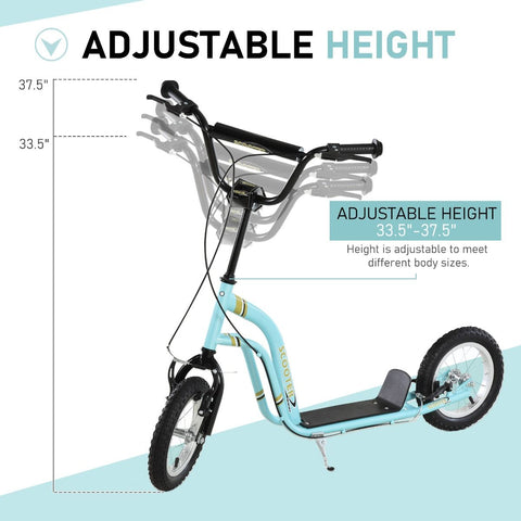 Youth Kick Scooter with Dual Brakes and 12-Inch Inflatable Wheels