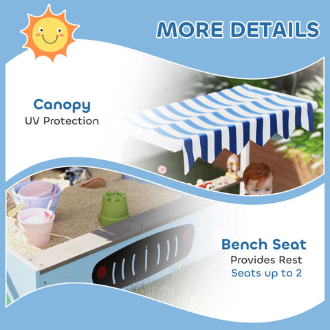 Kids Wooden Sandbox with Canopy, Bench Seats and Planting Boxes