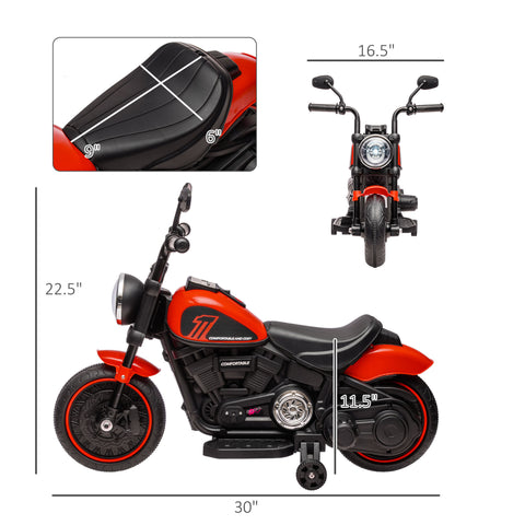 6V Kids Ride-On Motorcycle with Training Wheels and Headlight