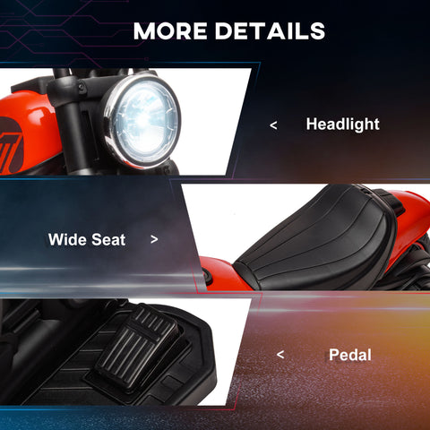 6V Kids Ride-On Motorcycle with Training Wheels and Headlight