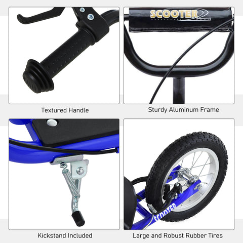 Kids Kick Scooter with Adjustable Handlebar and Inflatable Wheels