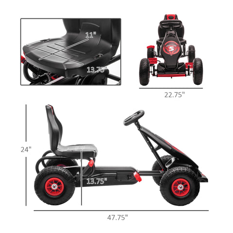 Kids Pedal Go Kart Ride-on Toy with Handbrake