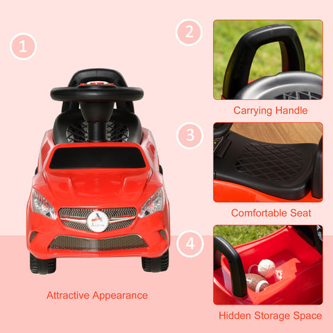 Kids Foot-to-Floor Ride-On Push Car With Horn and Storage