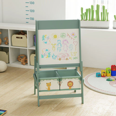 3-in-1 Double-Sided Kids Art Easel with Storage Baskets