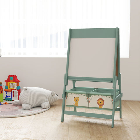 3-in-1 Double-Sided Kids Art Easel with Storage Baskets