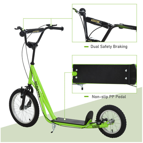 Youth Kick Scooter with Dual Brakes and Inflatable Wheels