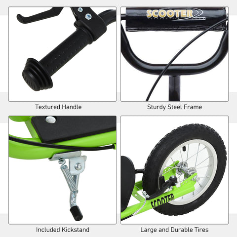 Youth Kick Scooter with Dual Brakes and Inflatable Wheels