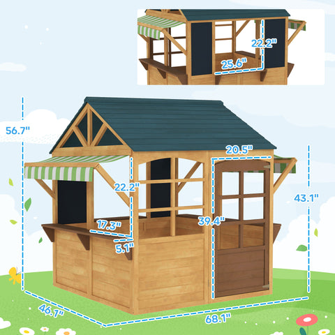 Foldable Wooden Outdoor Playhouse for Kids