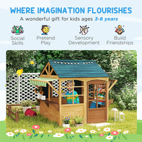 Foldable Wooden Outdoor Playhouse for Kids