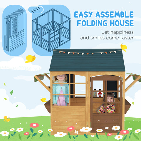 Foldable Wooden Outdoor Playhouse for Kids