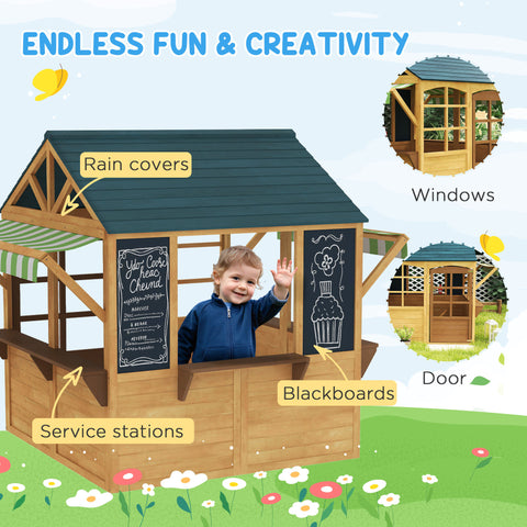 Foldable Wooden Outdoor Playhouse for Kids