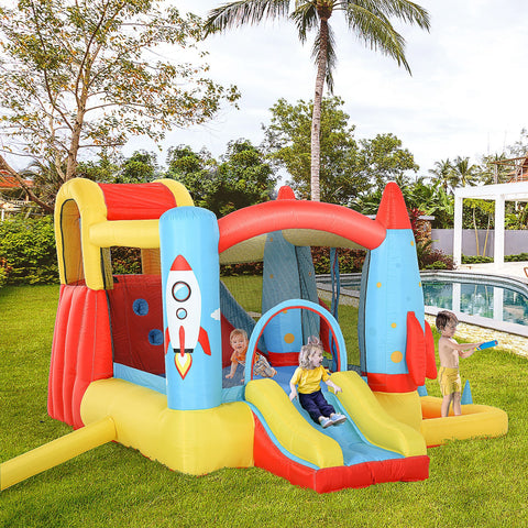 4-in-1 Inflatable Bounce House with Water Slide and Blower