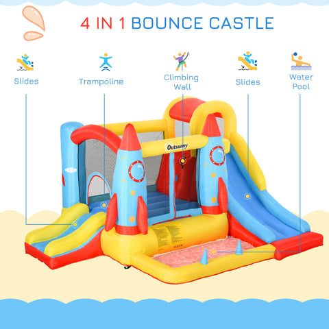 4-in-1 Inflatable Bounce House with Water Slide and Blower
