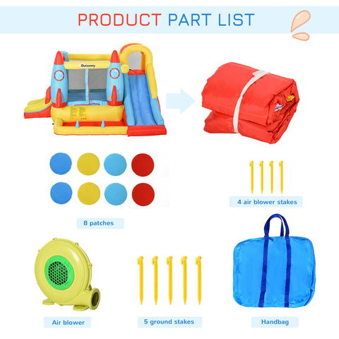 4-in-1 Inflatable Bounce House with Water Slide and Blower