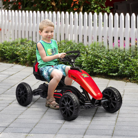 Kids Pedal Go Kart with Swing Axle and Shock-Absorbing Wheels