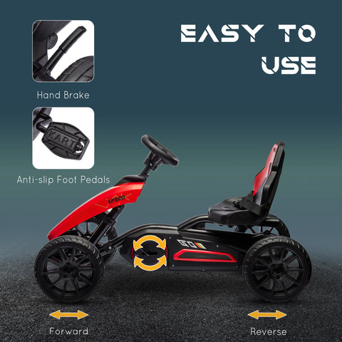 Kids Pedal Go Kart with Swing Axle and Shock-Absorbing Wheels