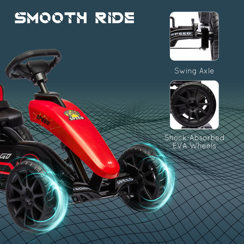 Kids Pedal Go Kart with Swing Axle and Shock-Absorbing Wheels