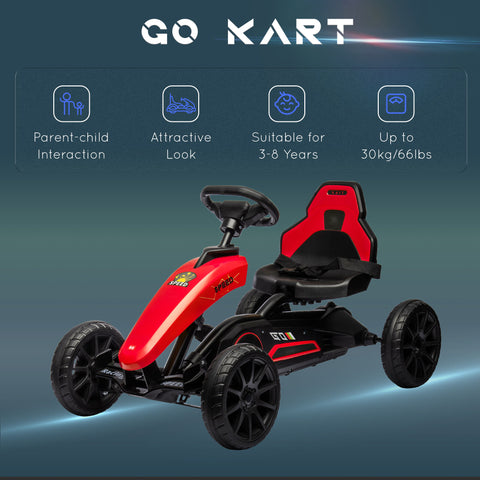 Kids Pedal Go Kart with Swing Axle and Shock-Absorbing Wheels