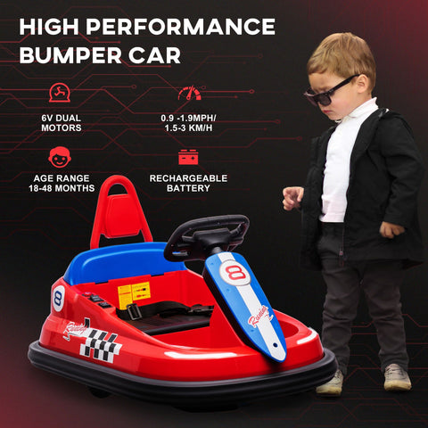 6V Electric Ride-on Bumper Car with 360-Degree Rotation