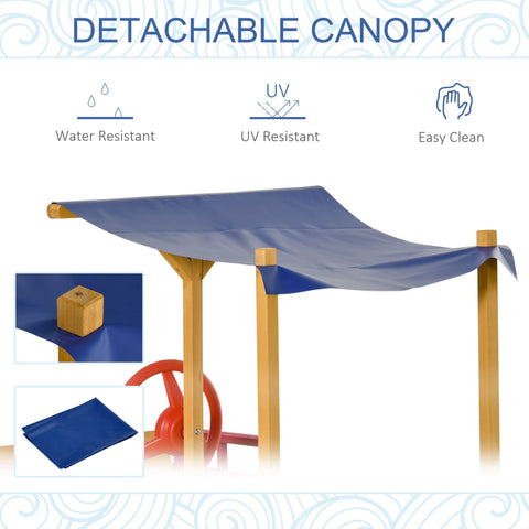 Kids Wooden Sandbox with Canopy Bench Seat and Storage