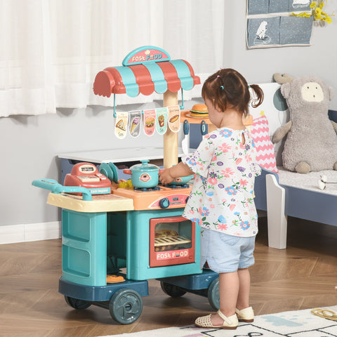 50-Piece Kids Kitchen Food Stand with Cash Register