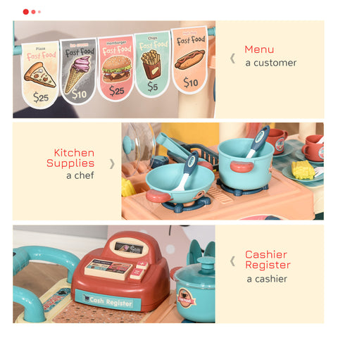 50-Piece Kids Kitchen Food Stand with Cash Register