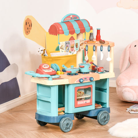 50-Piece Kids Kitchen Food Stand with Cash Register