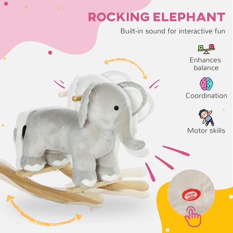 Plush Elephant Rocker Toy with Realistic Sounds