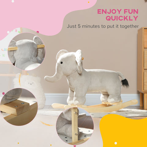Plush Elephant Rocker Toy with Realistic Sounds