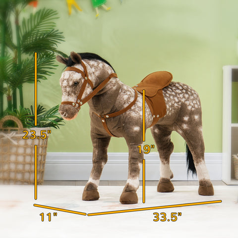 Kids Ride-On Horse Toy with Sound and Saddle for Ages 3-8