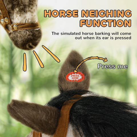 Kids Ride-On Horse Toy with Sound and Saddle for Ages 3-8