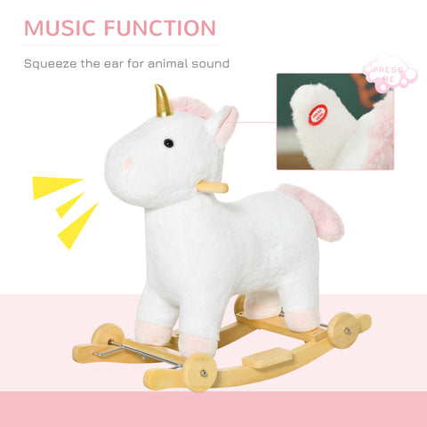 2-in-1 Kids Rocking Horse and Rolling Plush Unicorn Toy