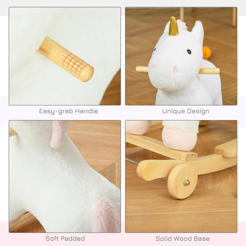 2-in-1 Kids Rocking Horse and Rolling Plush Unicorn Toy