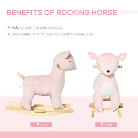 Kids Plush Ride-On Rocking Deer Toy with Realistic Sounds
