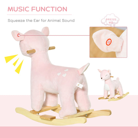 Kids Plush Ride-On Rocking Deer Toy with Realistic Sounds