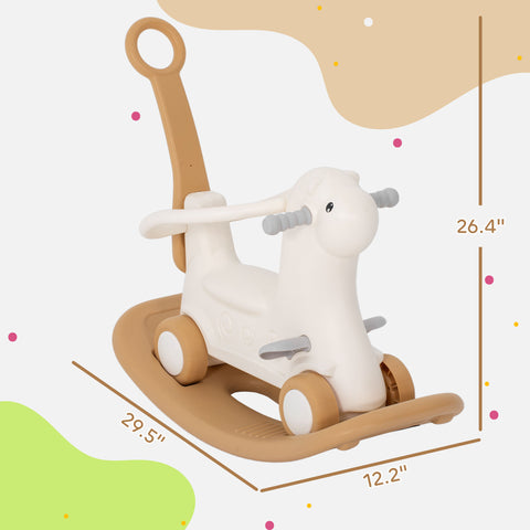 4-in-1 Toddler Rocking Horse with Push Handle and Balance Board