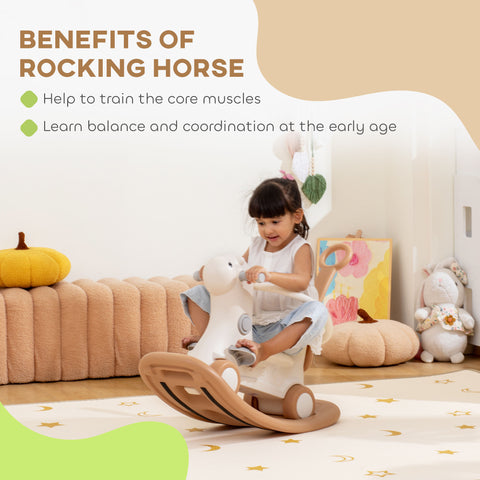 4-in-1 Toddler Rocking Horse with Push Handle and Balance Board