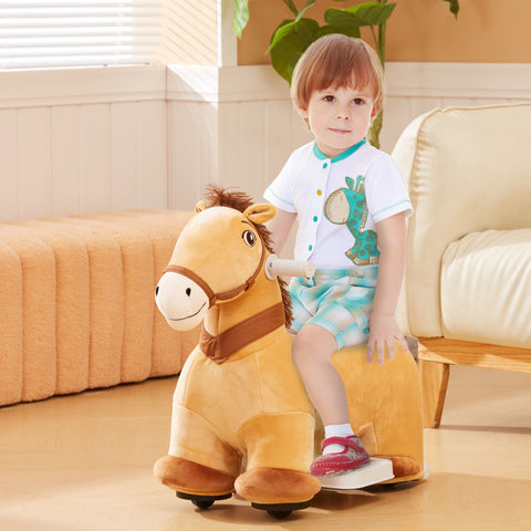 6V Electric Ride-on Horse Toy with Music and PU Wheels