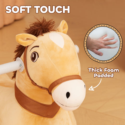 6V Electric Ride-on Horse Toy with Music and PU Wheels