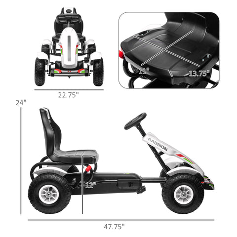 Kids Pedal Go Kart with Adjustable Seat and Rubber Wheels