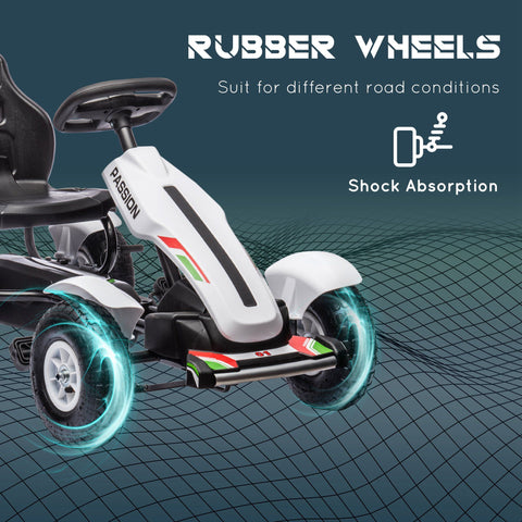 Kids Pedal Go Kart with Adjustable Seat and Rubber Wheels
