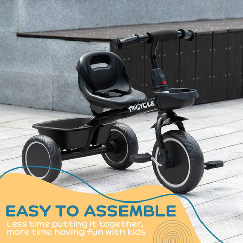 Toddler Tricycle with Adjustable Seat and Storage Baskets