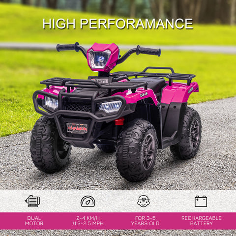 12V Kids Electric Ride-On Toy Quad Car with Music and LED Lights